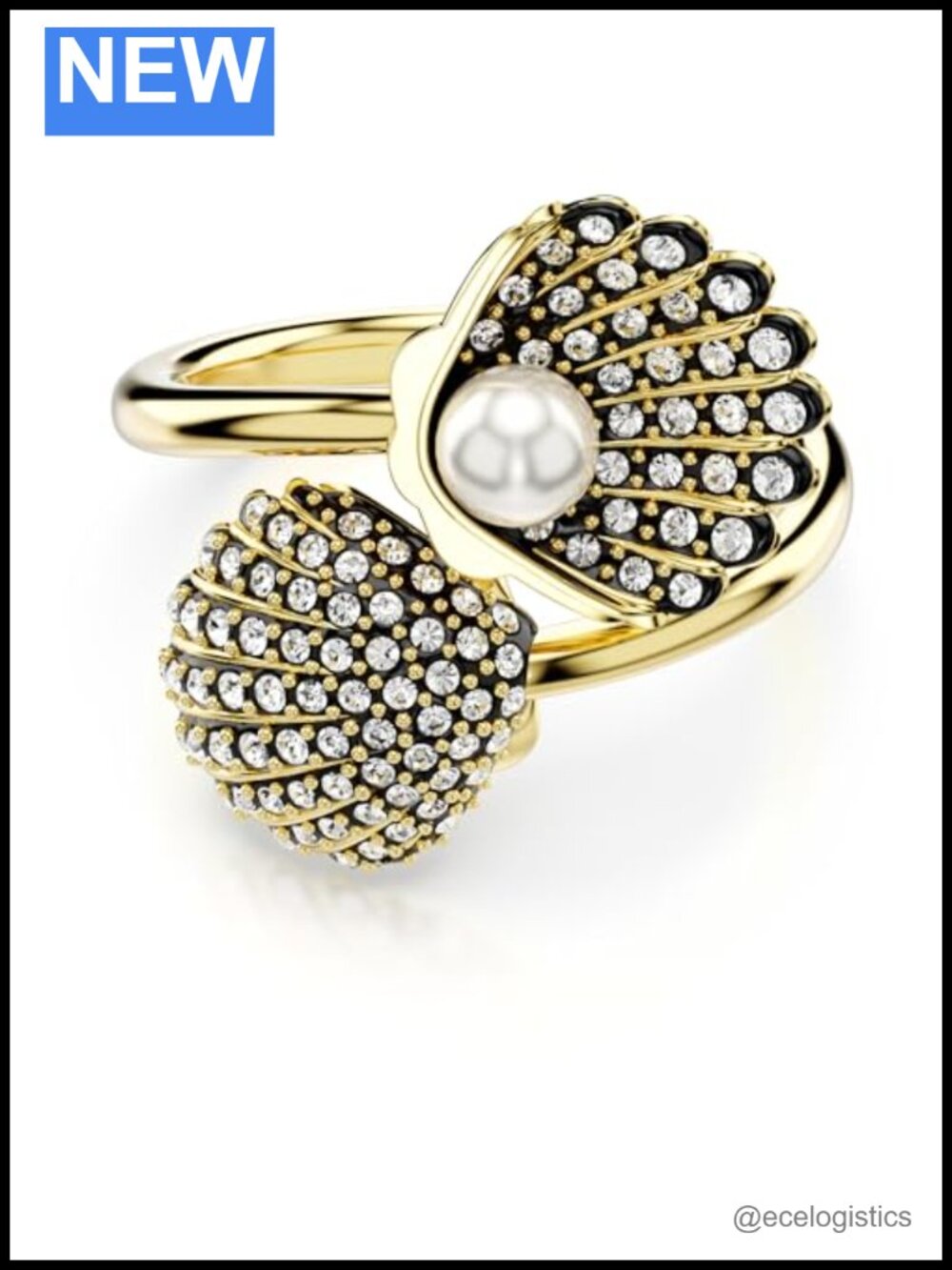 Swarovski Idyllia Crystal Open Ring Shell Motif Statement Size 6